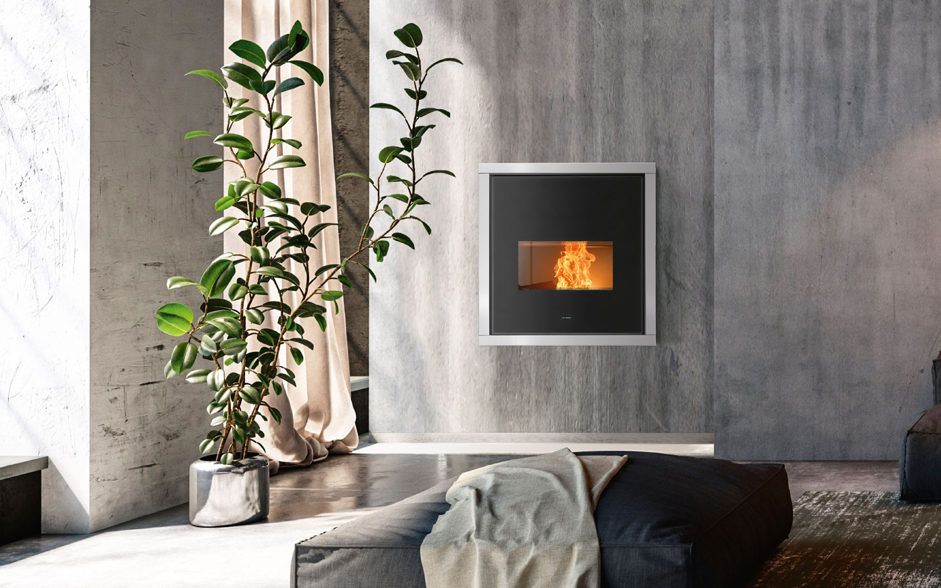Termosemineu pe peleti PELLET FIRE PLACE 160 GLASS de la Klover